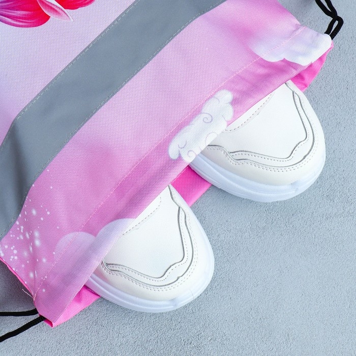 Мешок для обуви со светоотражающим элементом «Радужный единорог» 30 х 40 см