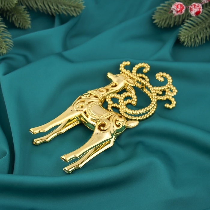 Украшение ёлочное Украшение ёлочное "Олень с рогами из бусин" 16х7,5 см, золото