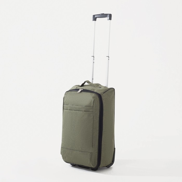 Чемодан малый 36 л (S), «Фабрика КАРТЕКС», отдел на молнии, наружный карман, 2 колеса, цвет хаки Чемодан малый 36 л (S), «Фабрика КАРТЕКС», отдел на молнии, наружный карман, 2 колеса, цвет хаки