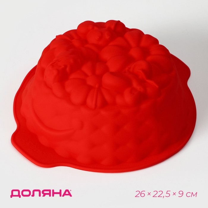 Форма для выпечки Доляна «Корзина», силикон, 26×22,5×9 см, цвет красный Форма для выпечки Доляна «Корзина», силикон, 26×22,5×9 см, цвет красный
