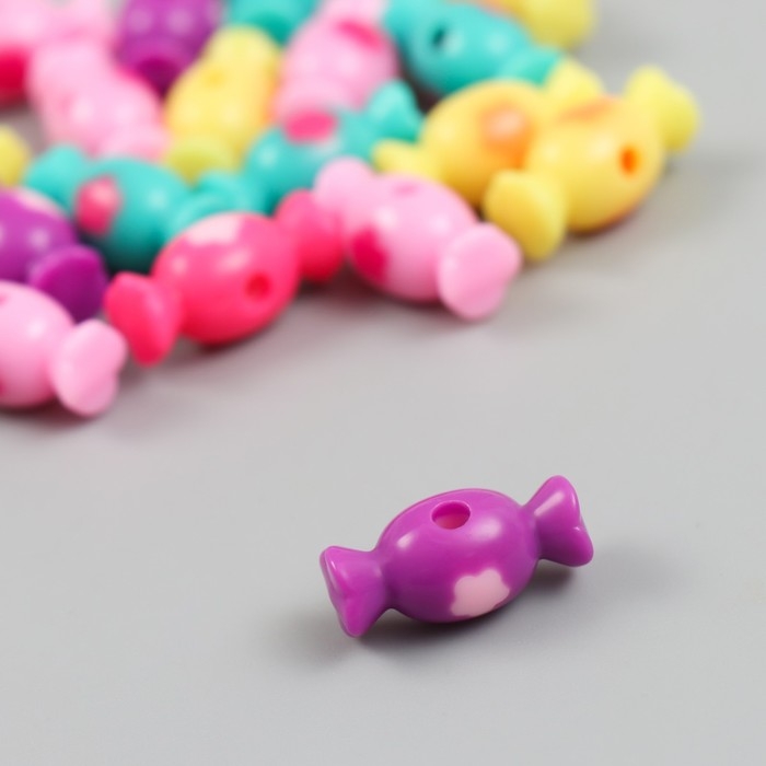 Бусины пластик Бусины пластик "Конфетка с цветком" глянец МИКС 2х1,4х1,4 см набор 20 гр