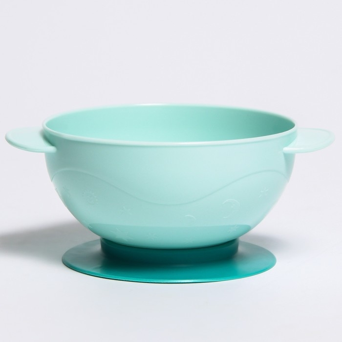 Набор для кормления: миска на присоске с крышкой, ложка, 400 мл., цвет бирюзовый Набор для кормления: миска на присоске с крышкой, ложка, 400 мл., цвет бирюзовый