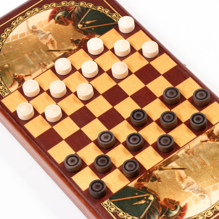 Нарды деревянные большие, настольная игра Нарды деревянные большие, настольная игра "Гладиаторы", 40 х 40 см, с шашками