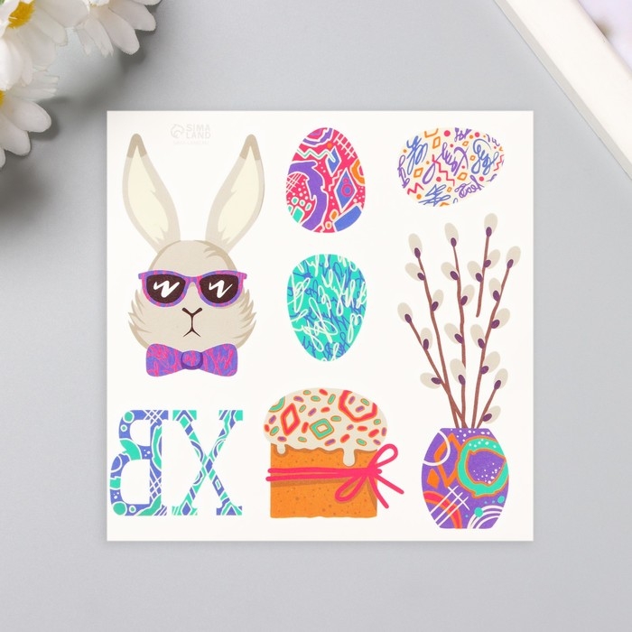 Татуировка на тело цветная  Татуировка на тело цветная "Кролик в очках" 10х10 см