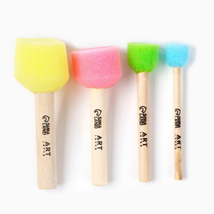 Кисть для рисования спонж набор 4 штуки, цветные «Коты-художники» Кисть для рисования спонж набор 4 штуки, цветные «Коты-художники»