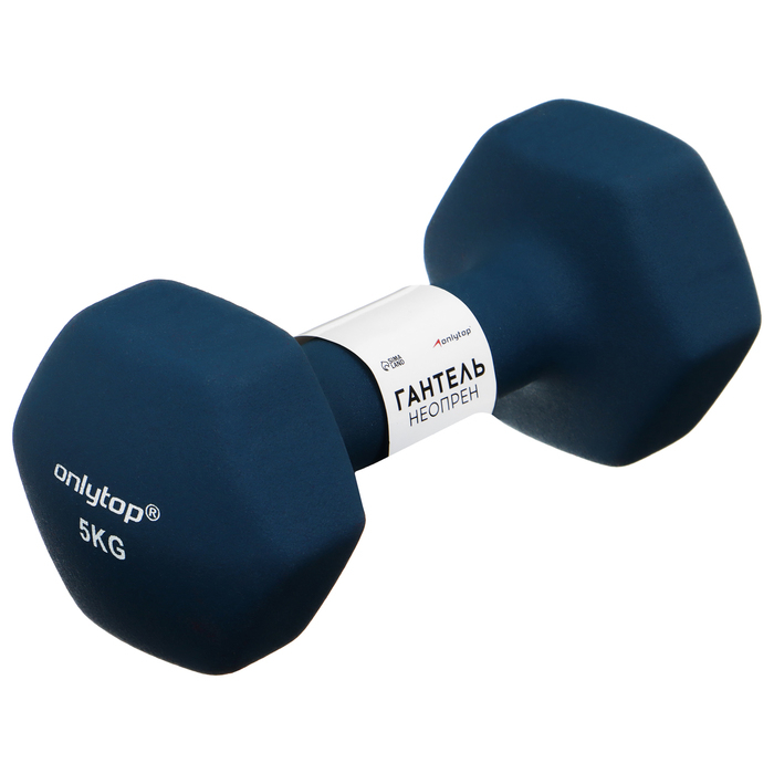 Гантель виниловая ONLYTOP, 5 кг, цвета МИКС Гантель виниловая ONLYTOP, 5 кг, цвета МИКС