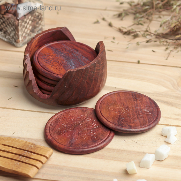 Подставка под горячее Подставка под горячее "Цветок" дерево 8,5х8,5х5 см