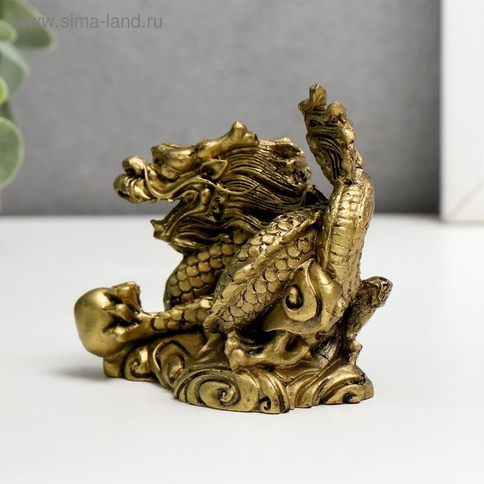 Нэцке полистоун бронза  Нэцке полистоун бронза "Дракон с шаром" 7,8х7х4,5 см