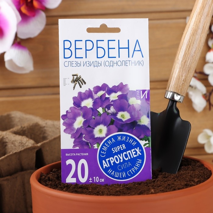 Семена цветов Вербена  Семена цветов Вербена "Слезы Изиды" низкорослая, О, 7 шт