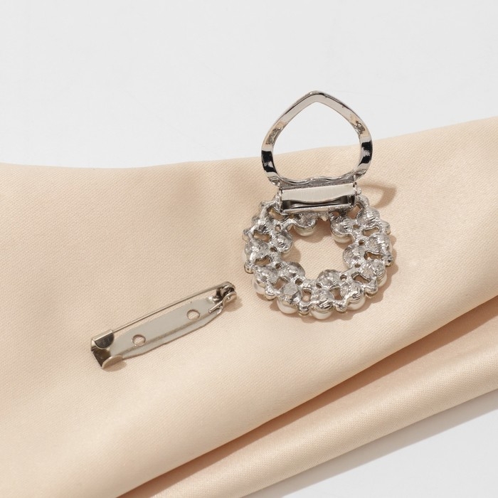 Зажим для платка «Жемчужинка», цвет белый в серебре