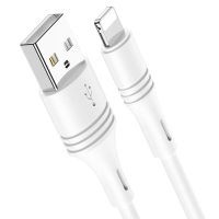 Кабель Borofone BX43, Lightning - USB, 2.4 А, 1 м, PVC оплётка, белый