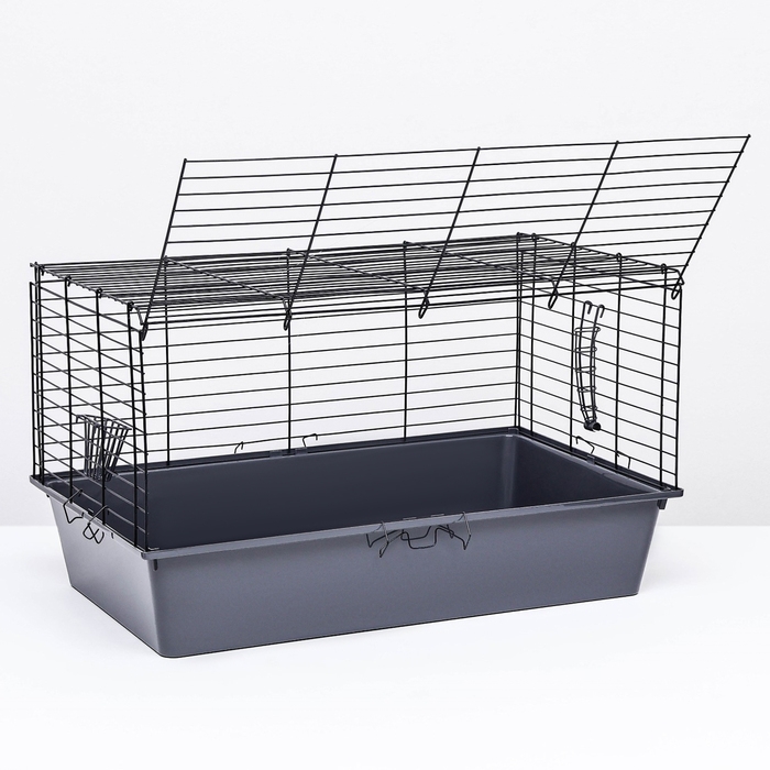 Клетка для кроликов, морских свинок Клетка для кроликов, морских свинок "Пижон" №4 складная , 80 х 50 х 47 см, светло-серая