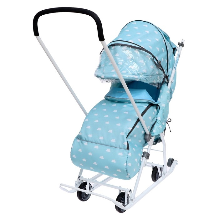 Санки-коляска «Наши детки 3-1К», принт с облачками, цвет голубой Санки-коляска «Наши детки 3-1К», принт с облачками, цвет голубой