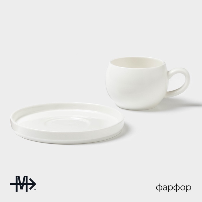 Чайная пара Magistro OliveQueen, 220 мл, 15×15 см, фарфор, белая Чайная пара Magistro OliveQueen, 220 мл, 15×15 см, фарфор, белая