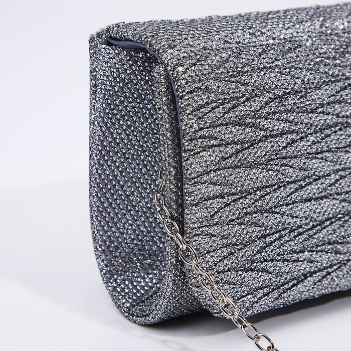 Сумка-клатч на магните, длинная цепь, цвет светло-серый Сумка-клатч на магните, длинная цепь, цвет светло-серый