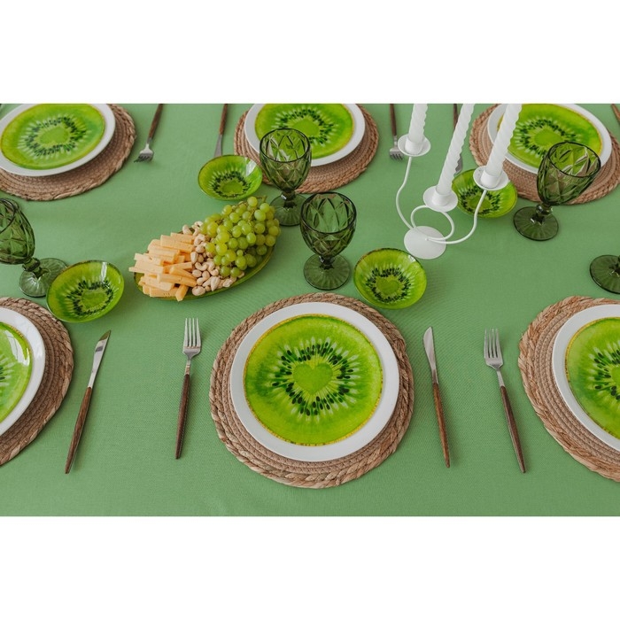 Тарелка стеклянная Доляна «Романтичный киви», d=20 см, цвет зелёный