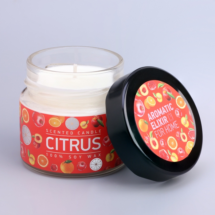 Свеча ароматическая в банке  Свеча ароматическая в банке "Апельсин и гранат", совый воск, 80 г