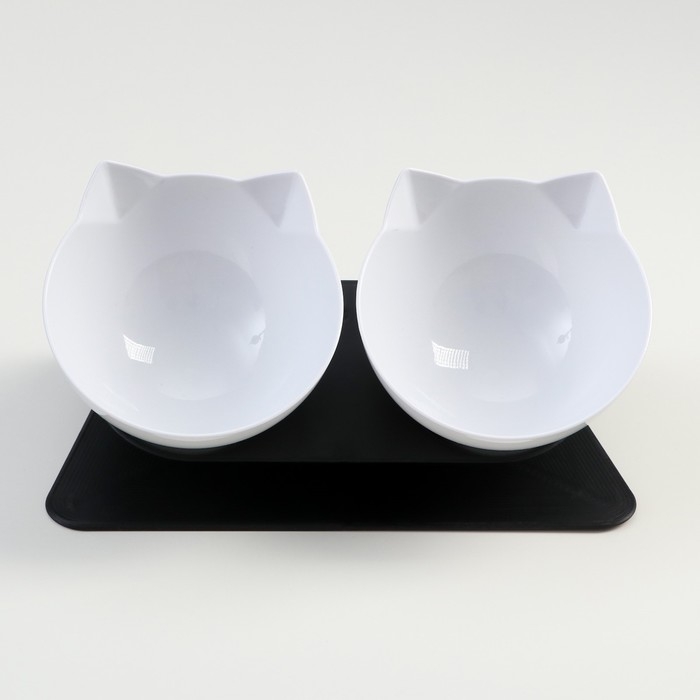 Миски пластиковые на чёрной подставке 27,5 х 14 х 15 см белые Миски пластиковые на чёрной подставке 27,5 х 14 х 15 см белые