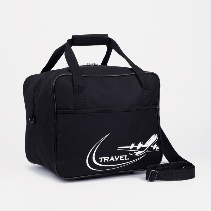 Сумка дорожная на молнии, 2 наружных кармана, длинный ремень, цвет чёрный Сумка дорожная на молнии, 2 наружных кармана, длинный ремень, цвет чёрный