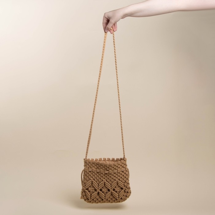 Сумка женская SL Home, ручное плетение, хлопок, длина ручек 55 см, 22×22 см Сумка женская SL Home, ручное плетение, хлопок, длина ручек 55 см, 22×22 см