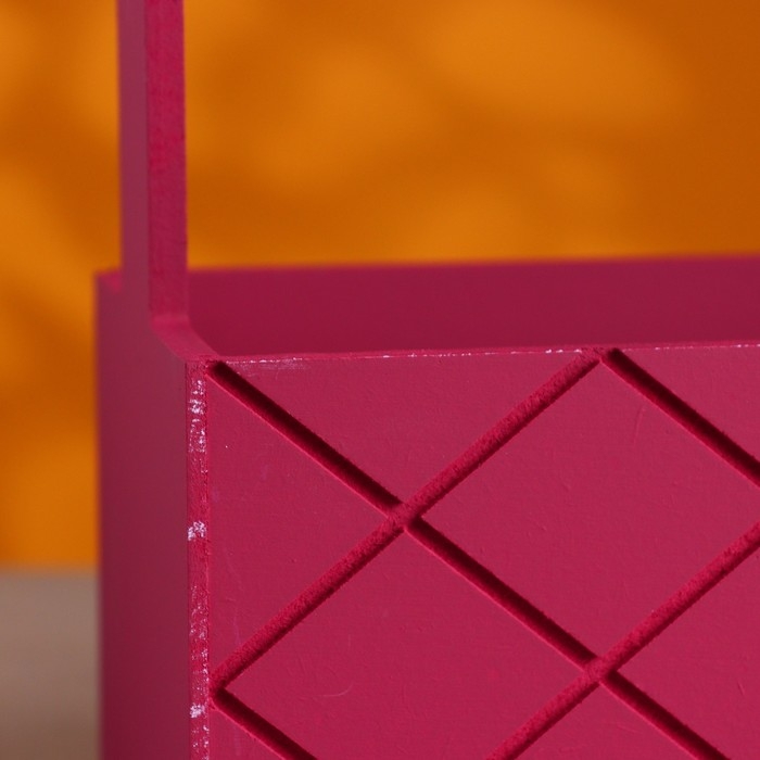 Кашпо деревянное "Эллада большая, сетка", с ручкой,  25×12,5×10(25) см Бордо