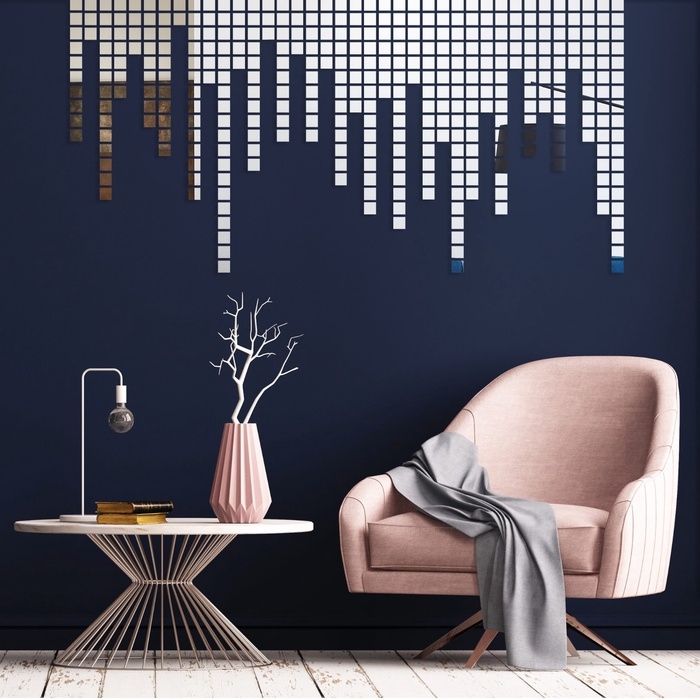 Наклейки интерьерные Наклейки интерьерные "Дождь", зеркальные, декор на стену, панно 392 элемента 2х2 см