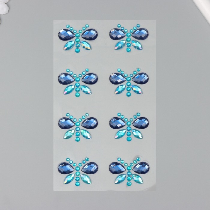 Наклейка пластик стразы Наклейка пластик стразы "Яркие бабочки" МИКС 10х23 см