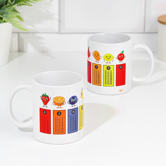 Кружка сублимация Кружка сублимация "Таблица умножения. Фрукты", с нанесением, 320 мл