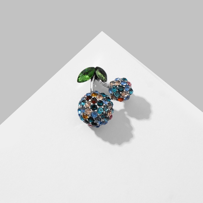 Брошь «Вишня», цветная в чернёном серебре Брошь «Вишня», цветная в чернёном серебре