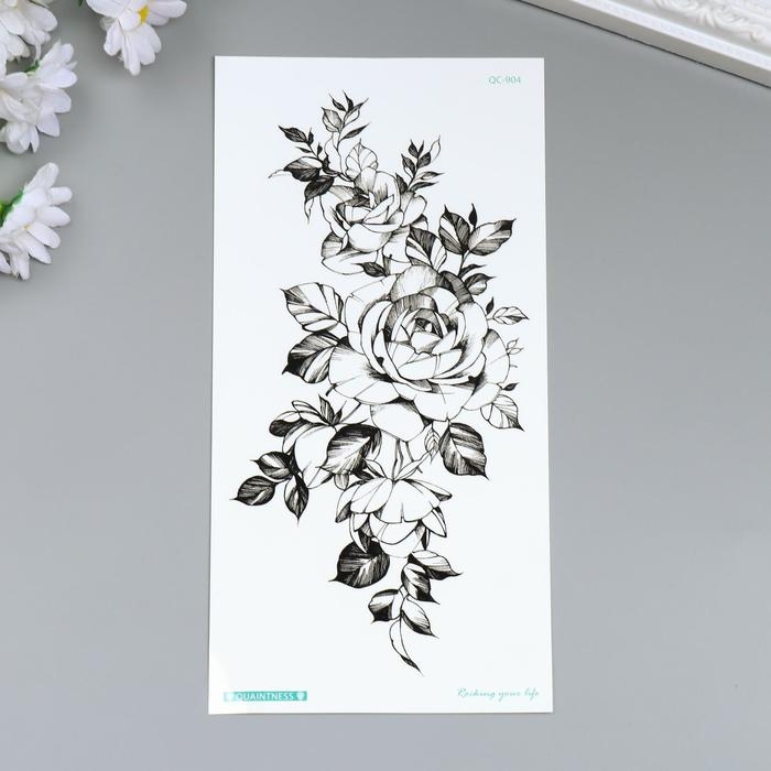 Татуировка на тело чёрная Татуировка на тело чёрная "Розовая ветвь" 21х10 см