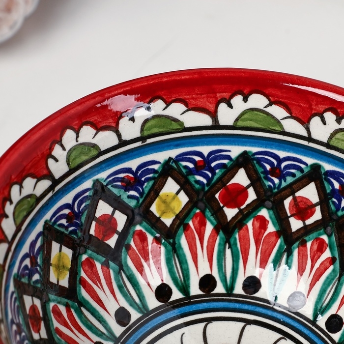 Набор салатников Риштанская керамика Набор салатников Риштанская керамика "Узоры", 15 см, 3 шт, в подарочной упаковке, красные