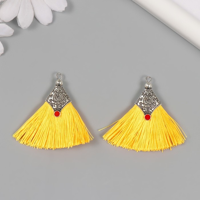 Декор для творчества текстиль Декор для творчества текстиль "Кисть Восток" жёлтый набор 2 шт 1,6х4,5 см