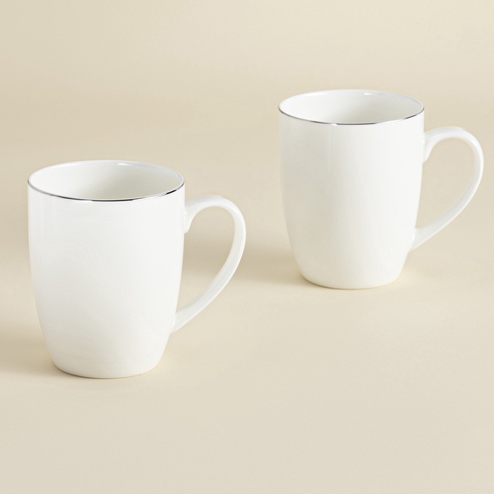 Кружки SL Home «Каскарон», 380 мл, 11,8×8,5×10,4 см, набор 2 шт, костяной фарфор, белые Кружки SL Home «Каскарон», 380 мл, 11,8×8,5×10,4 см, набор 2 шт, костяной фарфор, белые