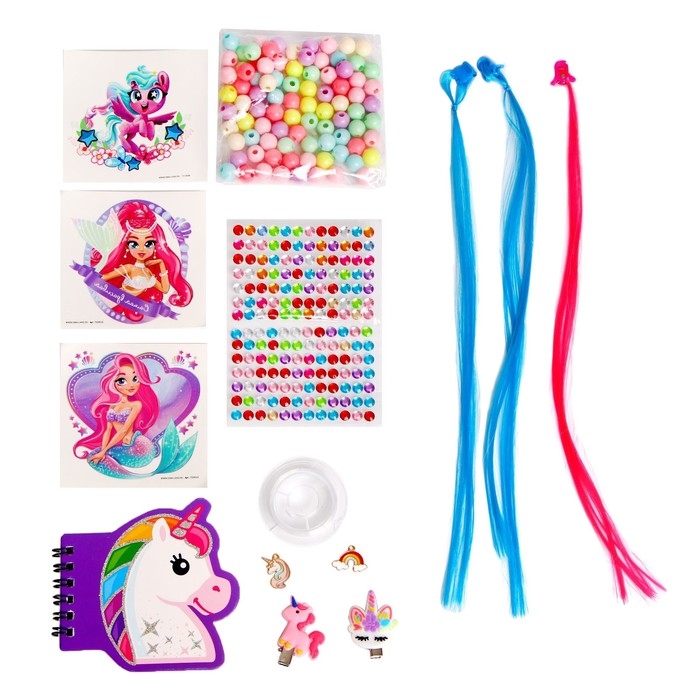 Набор с прядями, тату, стразами, в сумочке Набор с прядями, тату, стразами, в сумочке