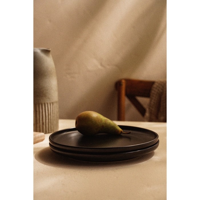 Набор фарфоровых тарелок SL Home «Дарк», d=25,5 см, цвет чёрный Набор фарфоровых тарелок SL Home «Дарк», d=25,5 см, цвет чёрный