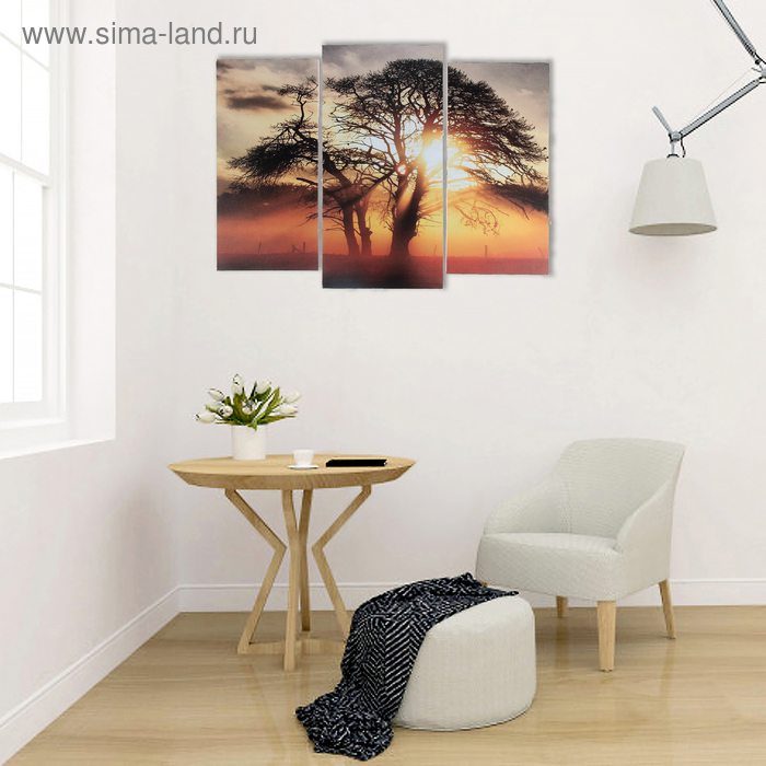 Модульная картина  Модульная картина "На закате"  (2-25х52; 1-30х60) 60х80 см