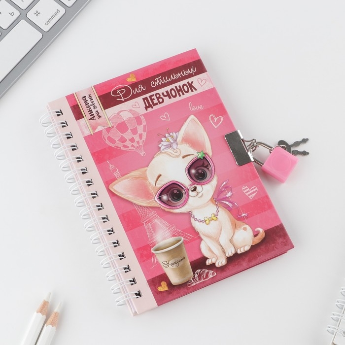 Анкета на замочке, в твердой обложке А6, 40 листов «Для стильных девчонок» Анкета на замочке, в твердой обложке А6, 40 листов «Для стильных девчонок»
