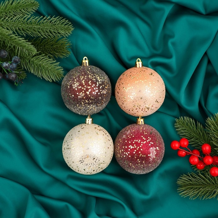 Набор шаров пластик d-8 см, 4 шт Набор шаров пластик d-8 см, 4 шт "Мэдисон" микс