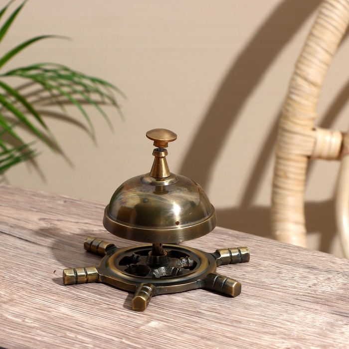 Настольный звонок  Настольный звонок "Штурвал" латунь 11,5 см