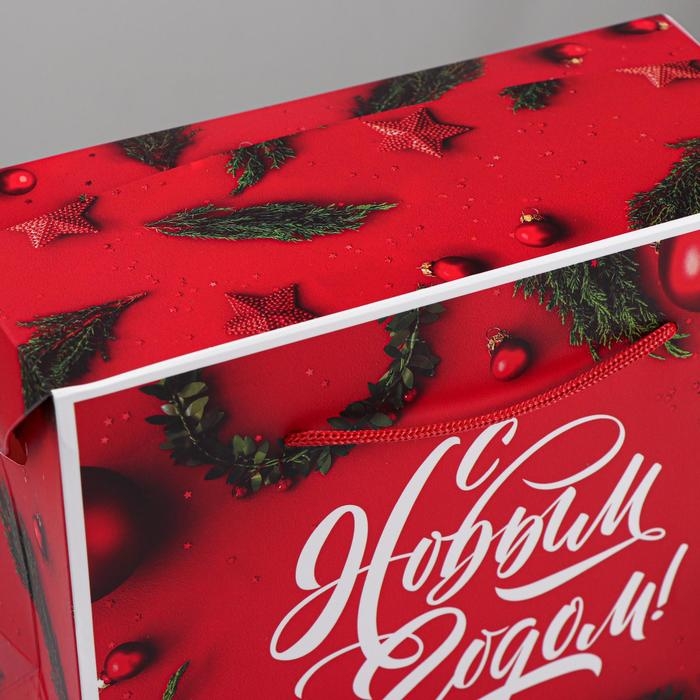 Пакет—коробка «Счастья в новом году!», 23 х18 х11 см, Новый год Пакет—коробка «Счастья в новом году!», 23 х18 х11 см, Новый год