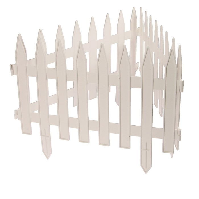 Ограждение декоративное, 35 × 210 см, 5 секций, пластик, белое, GOTIKA, Greengo Ограждение декоративное, 35 × 210 см, 5 секций, пластик, белое, GOTIKA, Greengo