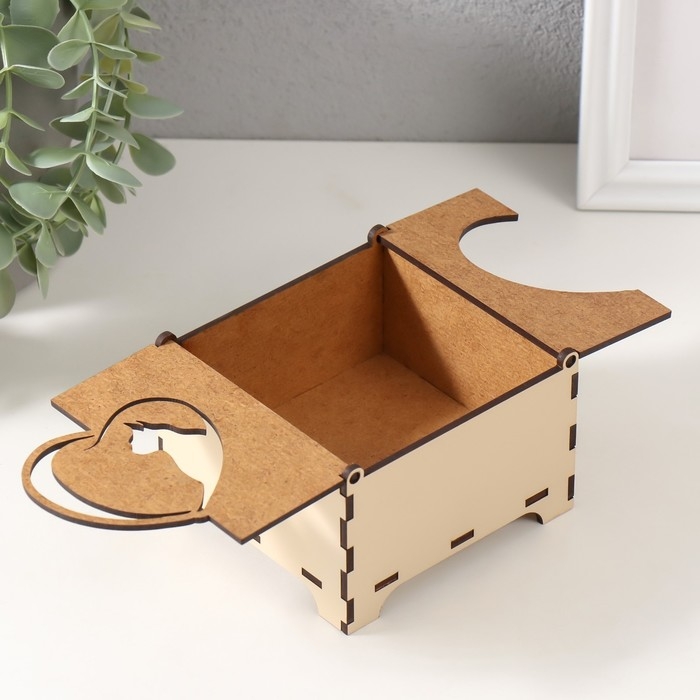 Шкатулка комбинированная  Шкатулка комбинированная "Кот в сердечке" 10,5х10х7 см