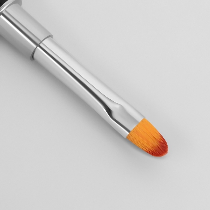 Кисть-шпатель для акрил-геля, лепесток, 14 см, d - 6 &times; 9 мм, цвет чёрный/серебристый