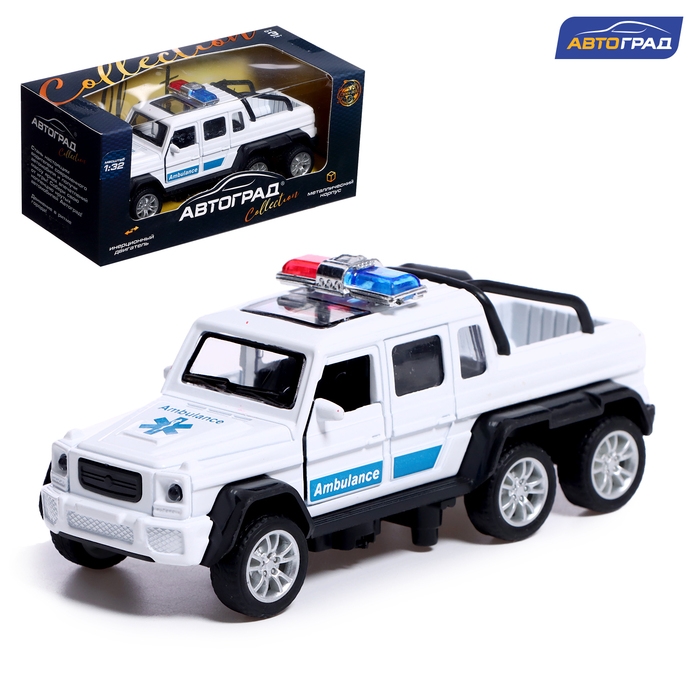 Машина металлическая «Джип 6X6 спецслужбы», 1:32, инерция, цвет белый Машина металлическая «Джип 6X6 спецслужбы», 1:32, инерция, цвет белый