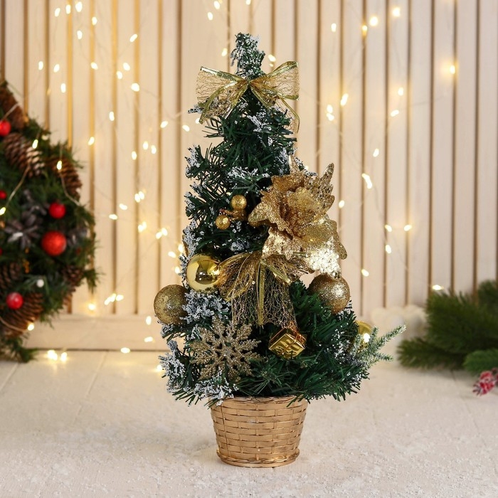 Ёлка декор Ёлка декор "Праздничная" цветок подарок, 16х39 см, золото