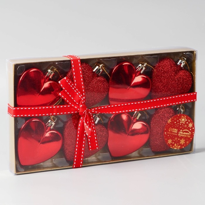 Украшение ёлочное Украшение ёлочное "Романтика" (набор 8 шт) 6 см, красный