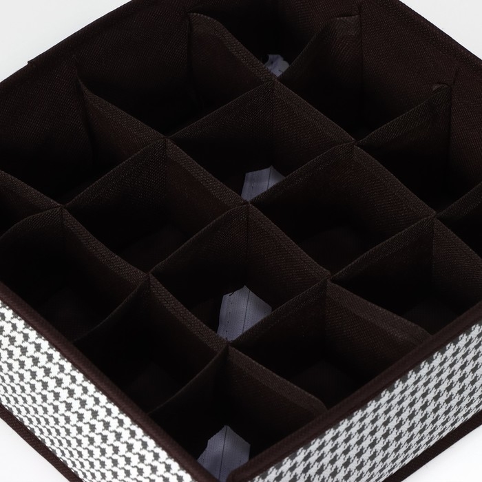 Органайзер для хранения белья Доляна «Вилли», 16 ячеек, 27×25×10 см, цвет бело-коричневый Органайзер для хранения белья Доляна «Вилли», 16 ячеек, 27×25×10 см, цвет бело-коричневый