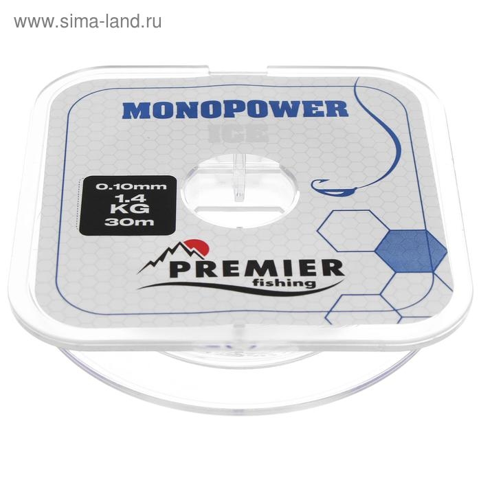 Леска PREMIER fishing MONOPOWER ICE, диаметр 0.10 мм, тест 1.4 кг, 30 м, нейлон, прозрачная Леска PREMIER fishing MONOPOWER ICE, диаметр 0.10 мм, тест 1.4 кг, 30 м, нейлон, прозрачная