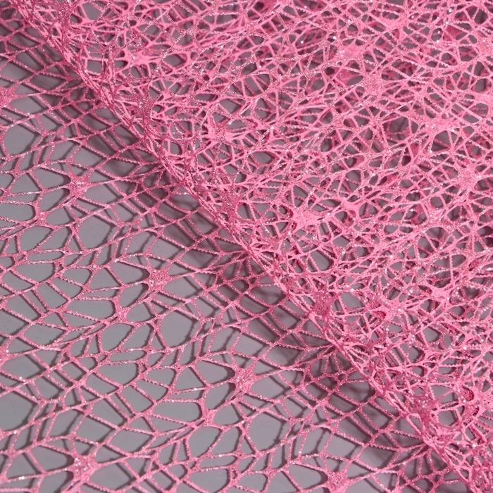Упаковка для цветов  Упаковка для цветов "Паутинка с глиттером" розовая, 48 см х 4,5 м