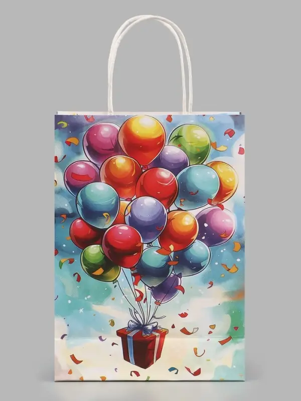 Пакет подарочный крафт &laquo;Воздушные шарики&raquo;, 18&times;25&times;8 см